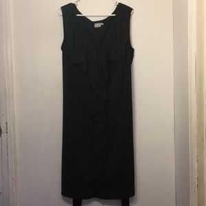 eShakti Black Ruffles Midi Dress